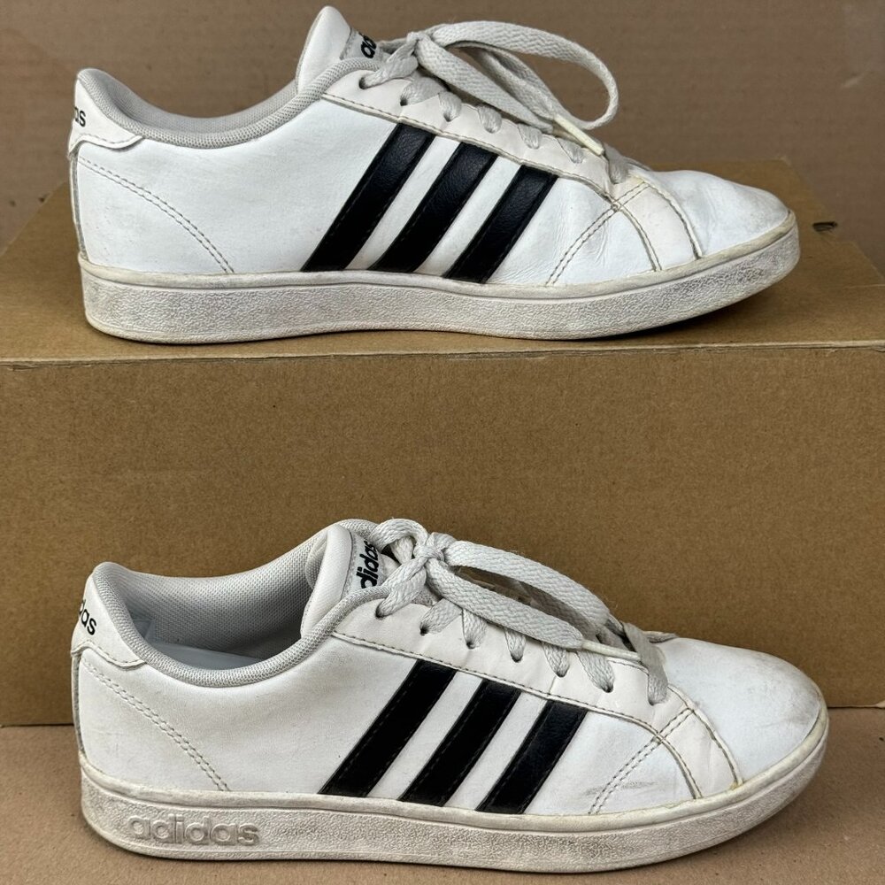 Adidas Neo Baseline Sneakers Womens 6 White Lace Up Leather Low Top Shoes AW4409